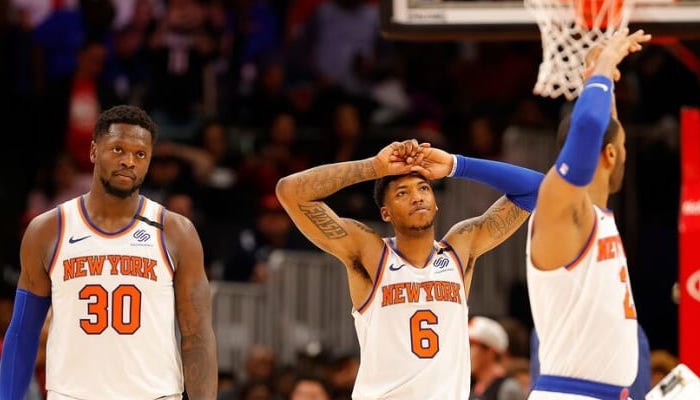 julius randle et elfrid payton sous le maillot des knicks