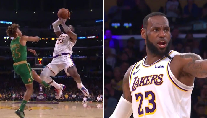 LeBron James perd le contrôle du ballon en l'air... et marque