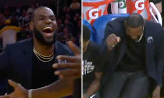 NBA – LeBron James fait le show sur le banc des Lakers LeBron James fait le show sur le banc des Lakers