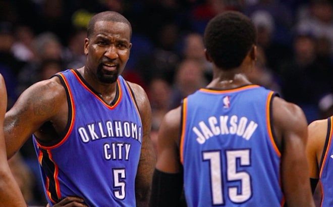 kendrick perkins et reggie jackson sous le maillot du thunder