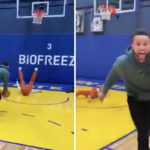 NBA – Steph Curry ridiculise et envoie au sol un pauvre fan