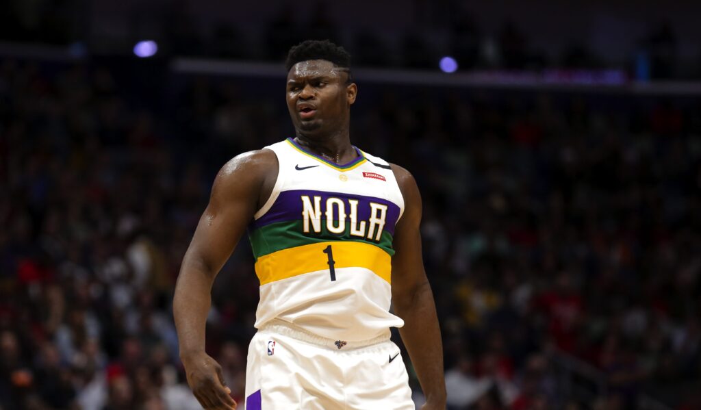 Zion Williamson lors du match opposant les New Orleans Pelicans et l’Oklahoma City Thunder, le 13 février 2020