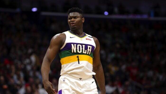 Zion Williamson lors du match opposant les New Orleans Pelicans et l’Oklahoma City Thunder, le 13 février 2020