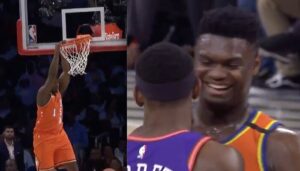 NBA – Zion Williamson abime le panier après un gros dunk !