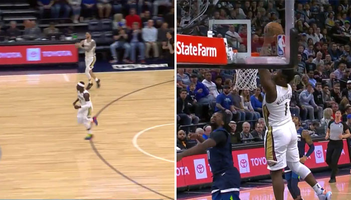 L'alley-oop impressionnant entre Zion Williamson et Lonzo Ball !