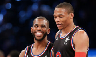 NBA – La réponse hilarante de Chris Paul au challenge de Russell Westbrook Chris Paul et Russell Westbrook lors du All Star Game 2015 à New York