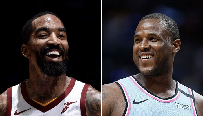 J.R. Smith sous le maillots des Cleveland Cavaliers et Dion Waiters sous le maillot du Miami Heat