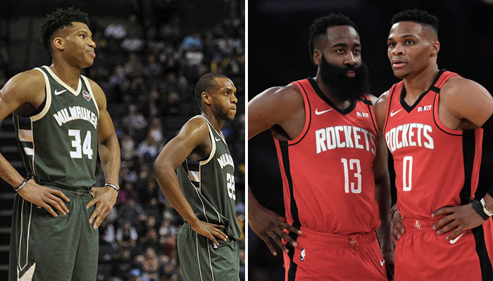 Giannis Antetokounmpo, Khris Middleton, James Harden et Russell Westbrook