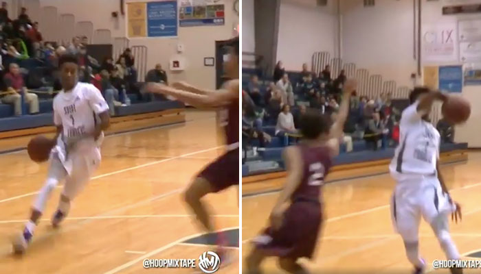 Un jeune de high school sort un incroyable euro-step