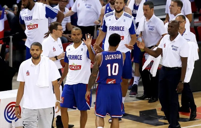 Equipe de France pendant un temps mort