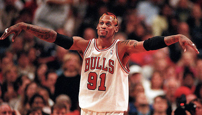 Dennis Rodman sous le maillot des Chicago Bulls