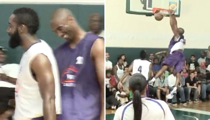 Kobe Bryant et James Harden lors d’un match de Drew League, le 16 août 2011