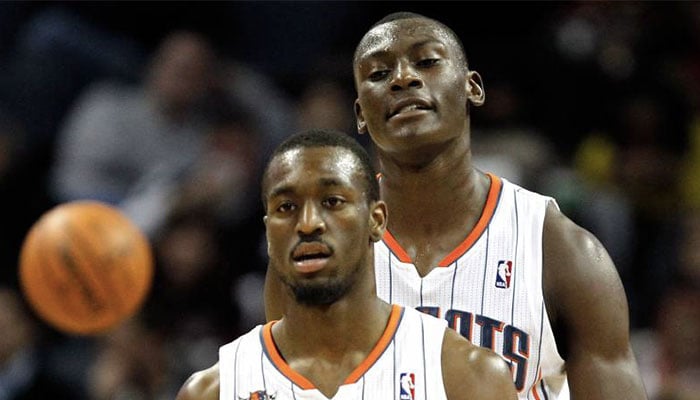 Kemba Walker et Bismack Biyombo sous le maillot des Charlotte Bobcats