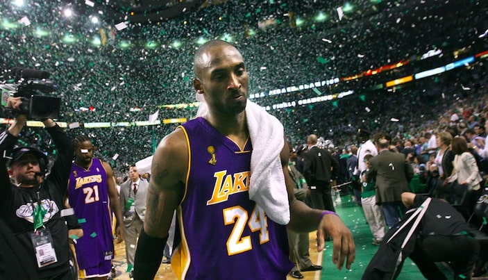 Kobe Bryant après la défaite des Lakers lors des finales 2008