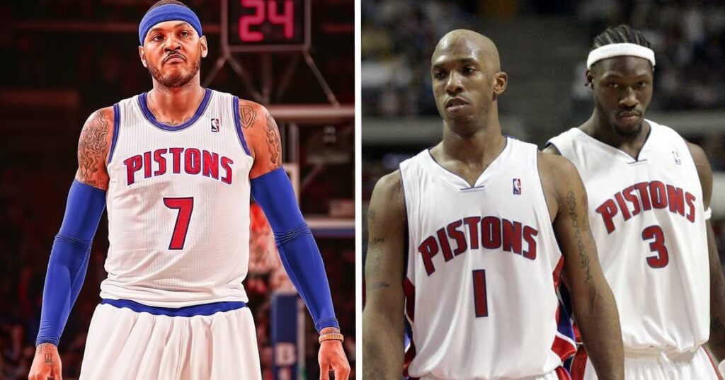 Carmelo Anthony, Chauncey Billups et Ben Wallace chez les Pistons