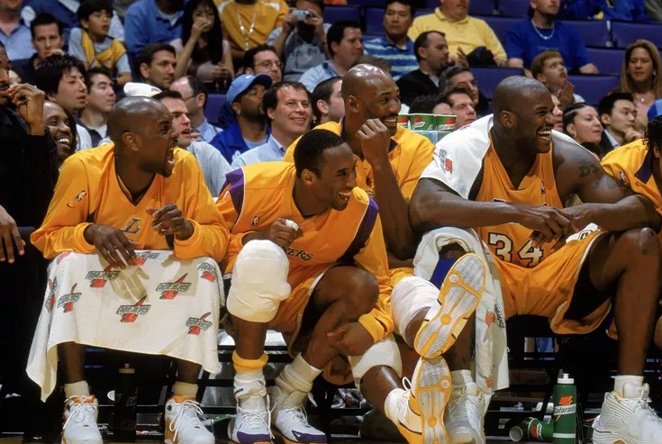 Les Lakers en 2004 avec Kobe, Shaq, Payton et Malone