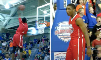NBA/HS – L’incroyable Dunk Contest de Donovan Mitchell et Derrick Jones Jr au lycée ! Derrick Jones Jr et Donovan Mitchell ont fait le show dans un dunk contest au lycée