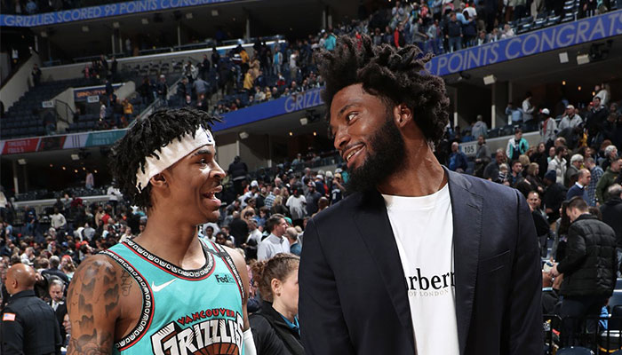 Ja Morant et Justise Winslow lors d’un match des Memphis Grizzlies