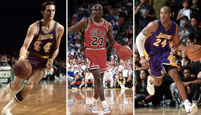 Jerry West, Michael Jordan et Kobe Bryant