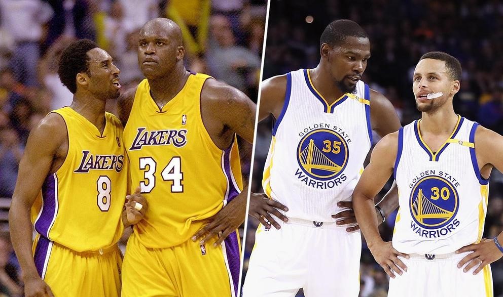 Shaquille O'Neal, Kobe Bryant, Kevin Durant et Steph Curry