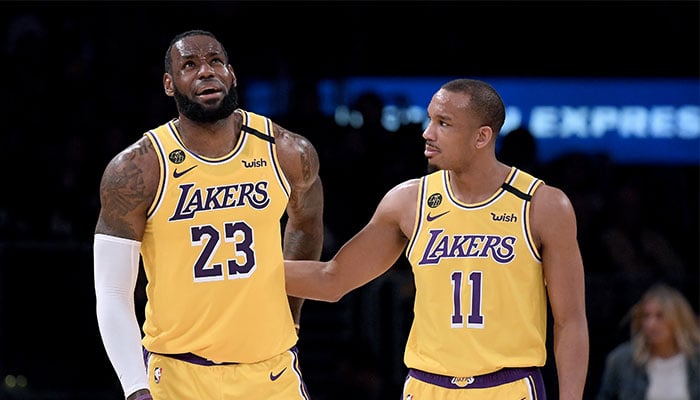 LeBron James et Avery Bradley sous les couleurs des Los Angeles Lakers