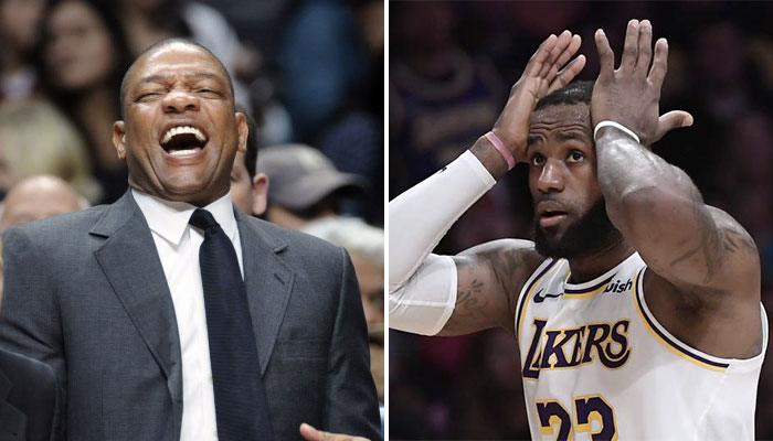 Doc Rivers, coach NBA des Los Angeles Clippers, et LeBron James, star des Los Angeles Lakers