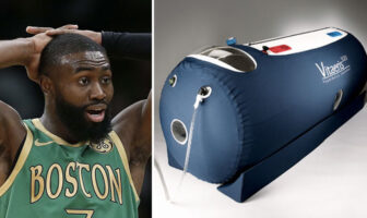 NBA – L’objet WTF que Jaylen Brown a ramené dans sa chambre à Orlando Le joueur NBA des Boston Celtics Jaylen Brown et un caisson de sommeil hyperbare