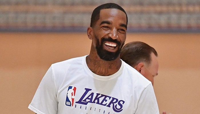J.R. Smith tout sourire lors d’une séance d’entrainement de Los Angeles Lakers