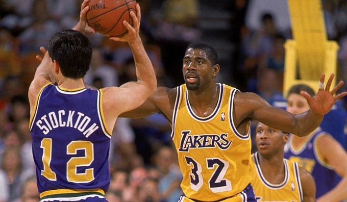 John Stockton et Magic Johnson