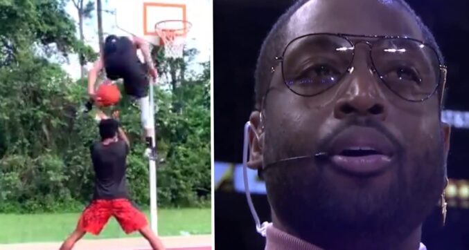 Dwyane Wade réagit au dunk d'Isaiah Rivera