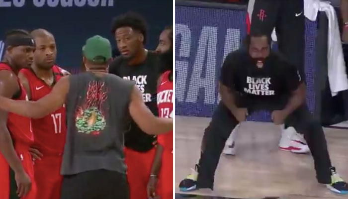 Russell Westbrook était déchainé sur le banc des Rockets hier soir. James Harden a adoré