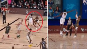 NBA – Malgré 35cm de moins, Chris Paul met la misère à Bol Bol… sur sa tête !