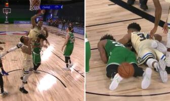 NBA – Le geste polémique (et dangereux) de Marcus Smart sur Giannis Chute Giannis Antetokounmpo et Marcus Smart-NBA