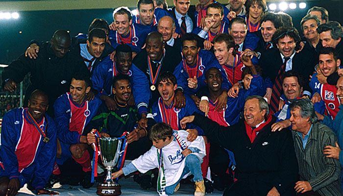 Le PSG remporte la Coupe des Coupes en 1996 contre le Rapid Vienne