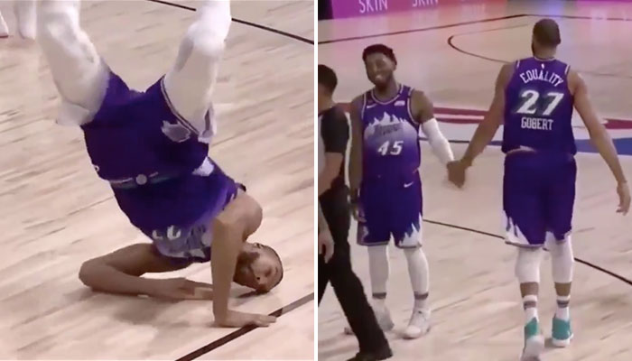 NBA - Gobert fait du breakdance en plein match, Mitchell explosé de rire !
