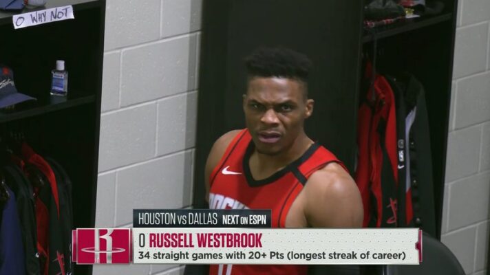 Russell Westbrook énervé par la caméra