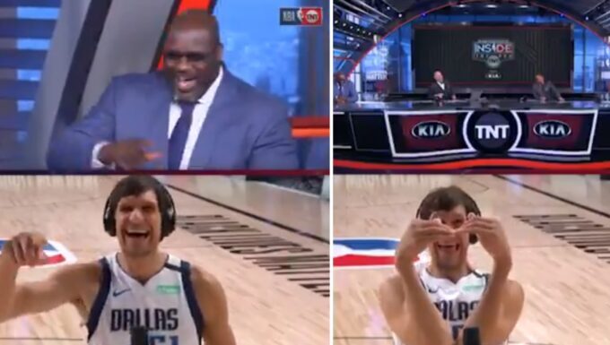 Shaquille ONeal et Boban Marjanvoic having fun