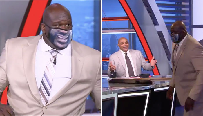 NBA - Shaq se pointe avec un masque WTF... et trolle Charles Barkley