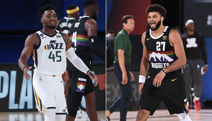 Les jeunes stars NBA du Utah Jazz et des Denver Nuggets Donovan Mitchell et Jamal Murray