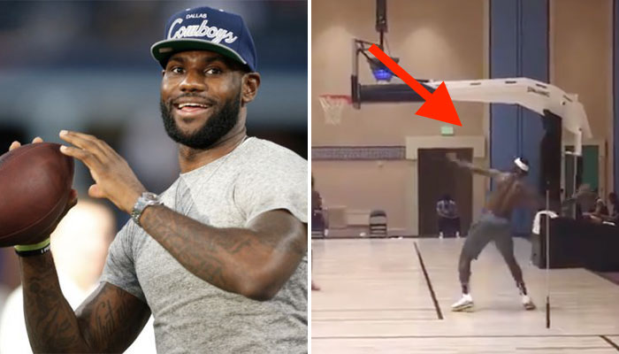 NBA - LeBron James dévoile ses incroyables skills de foot US à l'entrainement