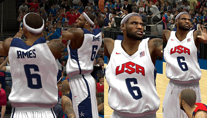 LeBron James sous le maillot de Team USA 2012 dans NBA 2K13
