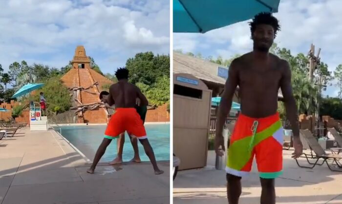 Marcus Smart et Enes Kanter à la piscine