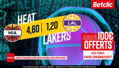 NBA – 3 paris à tenter pour Heat vs. Lakers, jusqu’à 460€ à gagner !