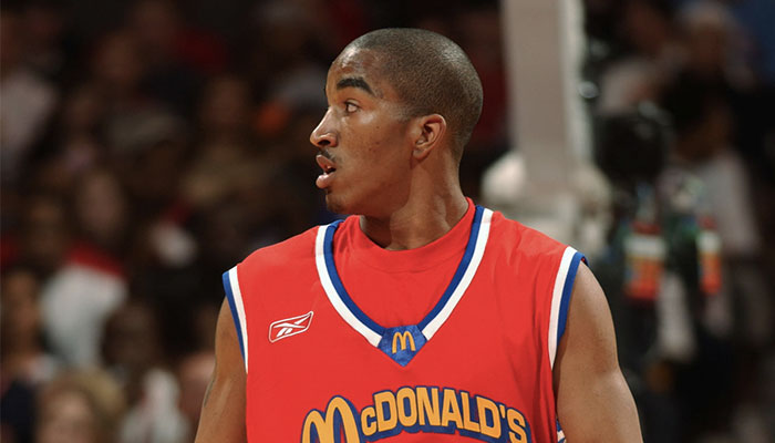 Le joueur NBA des Los Angeles Lakers J.R. Smith lors du McDonald’s All American Game 2004