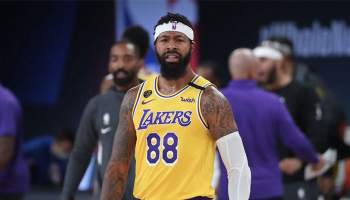 Le joueur NBA des Los Angeles Lakers Markieff Morris agacé