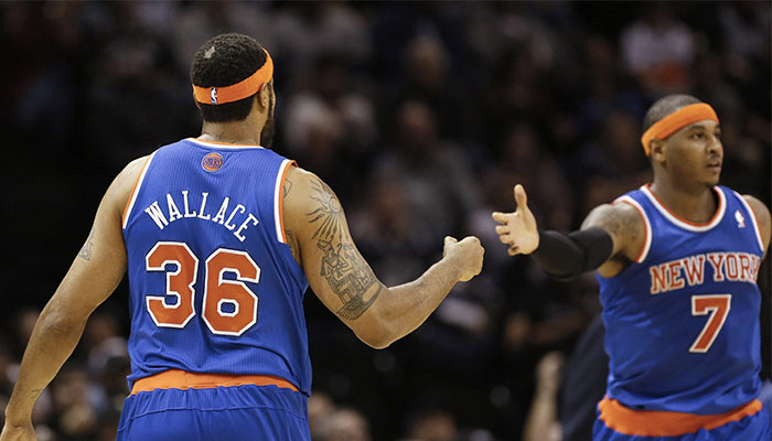 Les superstars NBA Rasheed Wallace et Carmelo Anthony sous les couleurs des New York Knicks