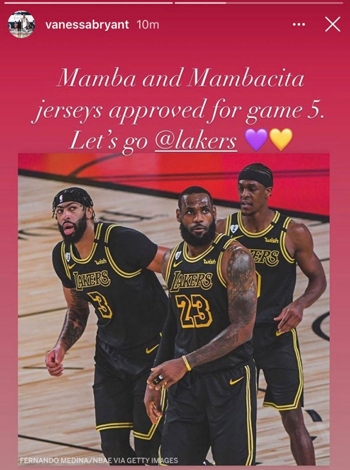 Le message de Vanessa Bryant à l'équipe des Lakers pour le Game 5