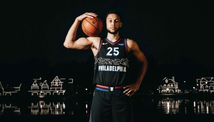 Ben Simmons avec le jersey "City" des Sixers