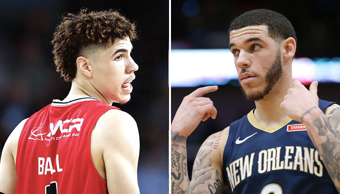 Le futur rookie NBA des Charlotte Hornets, LaMelo Ball, et son frère aîné, meneur des New Orleans Pelicans, Lonzo Ball