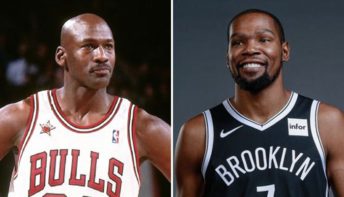 La légende NBA des Chicago Bulls, Michael Jordan, et la superstar des Brooklyn Nets, Kevin Durant